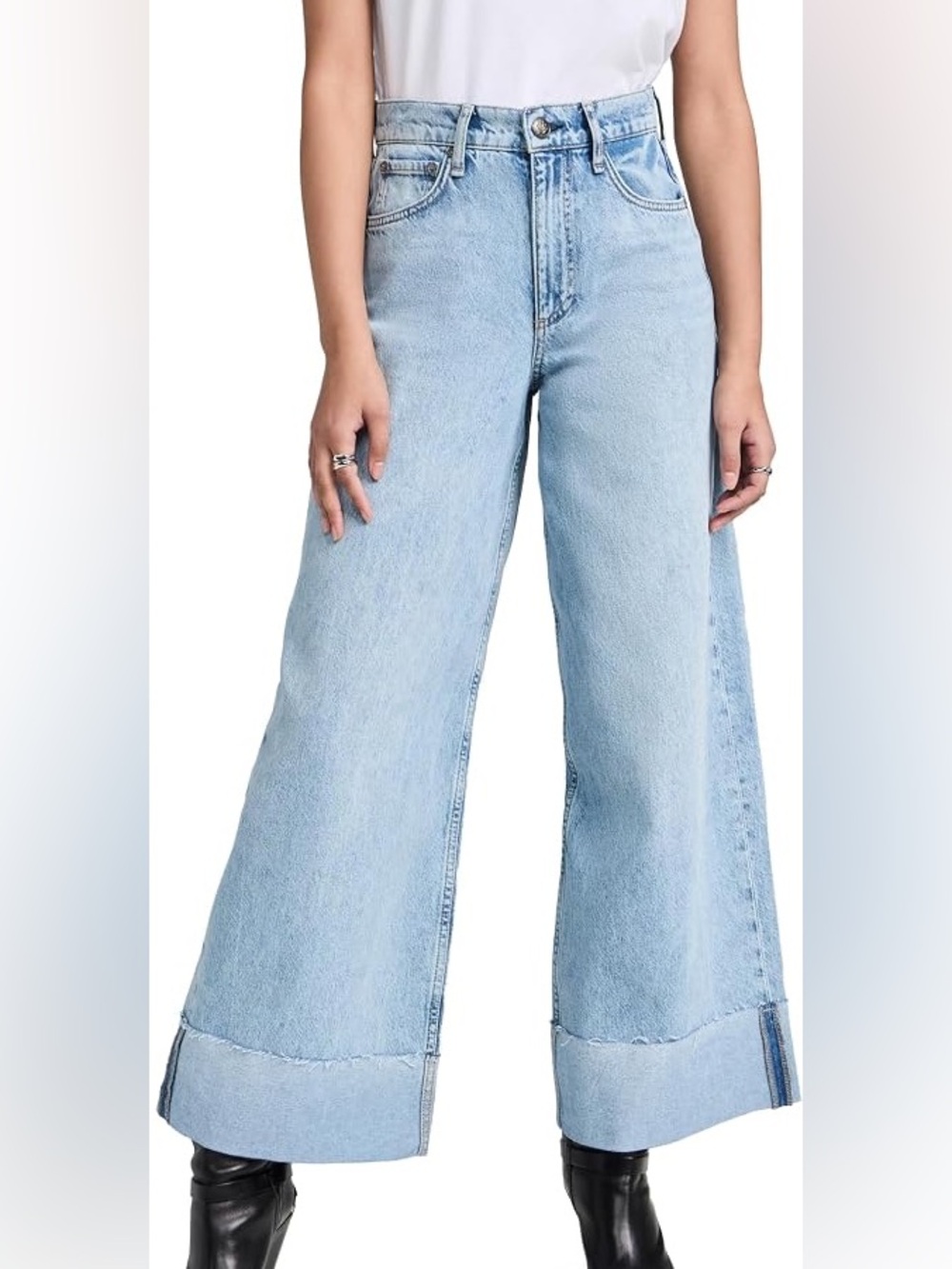 rag & bone Light Wash Wide-Leg Jeans